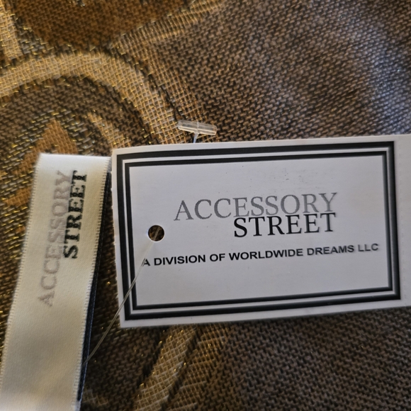 Accessory Street Gold Metallic/Brown Elegant Floral Check Long Scarf - Picture 11 of 12